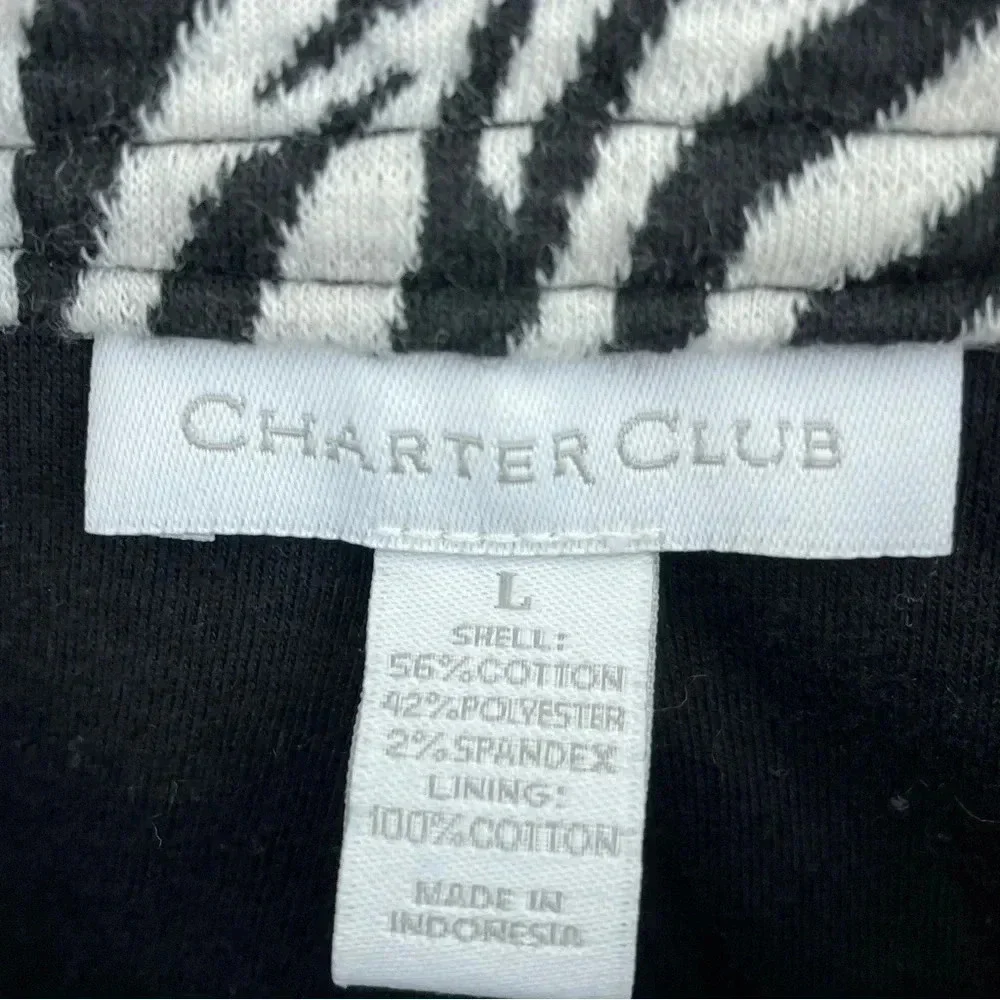 Charter Club Womens Size L button up jacket zebra print 1922